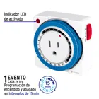 Mini Temporizador analógico 1 evento, intervalos de 15 min. 2