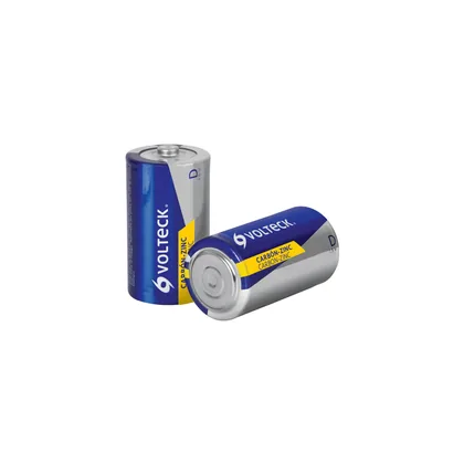 Blíster con 2 pilas zinc-carbón D, VOLTECK