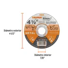 Disco abrasivo de corte preciso metal 4-1/2' x 1 mm, TRUPER 2