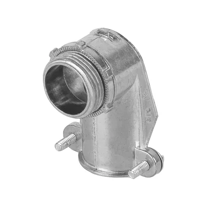 Conector curvo 3/4' para tubo flexible metálico, VOLTECK