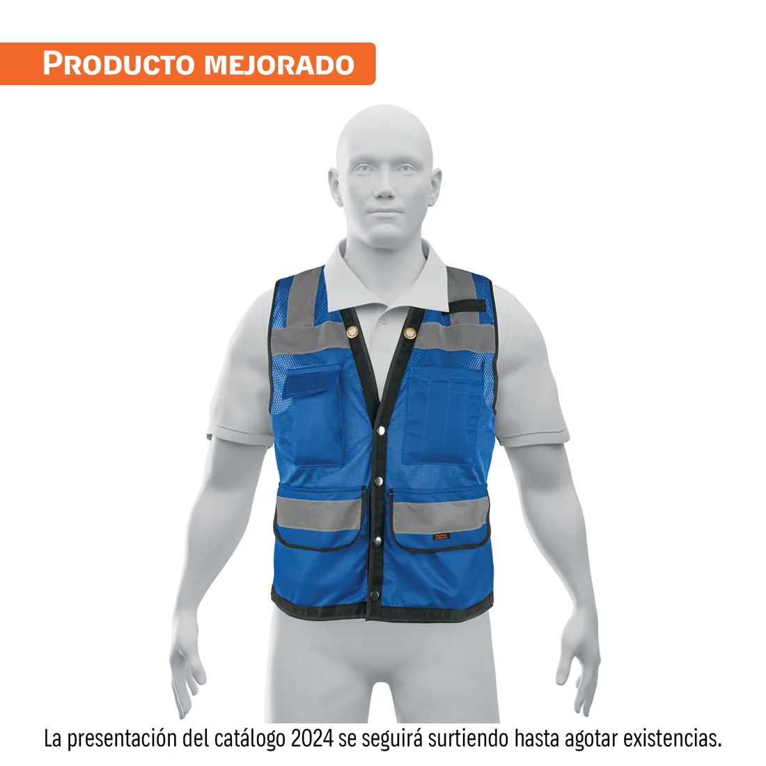 Chaleco seguridad reforzado azul con bolsas, G, EXPERT