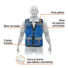 Chaleco seguridad reforzado azul con bolsas, G, EXPERT 3