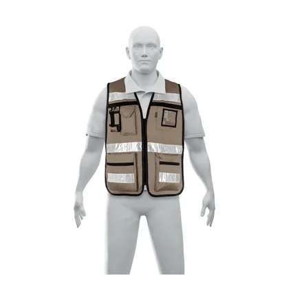 Chaleco brigadista con cintas reflejantes, color beige