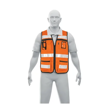 Chaleco brigadista con cintas reflejantes, color naranja