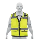 Chaleco seguridad reforzado amarillo con bolsas, M, EXPERT 1