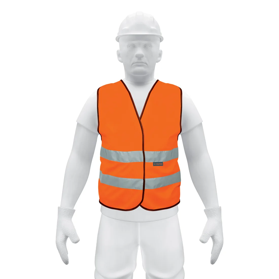 Chaleco de seguridad naranja con cintas de alta visibilidad