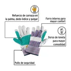 Guantes de carnaza y loneta con refuerzo, unitalla, PRETUL 3