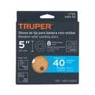 Paquete con 5 discos de lija 5' grano 40, 8 perforaciones 4