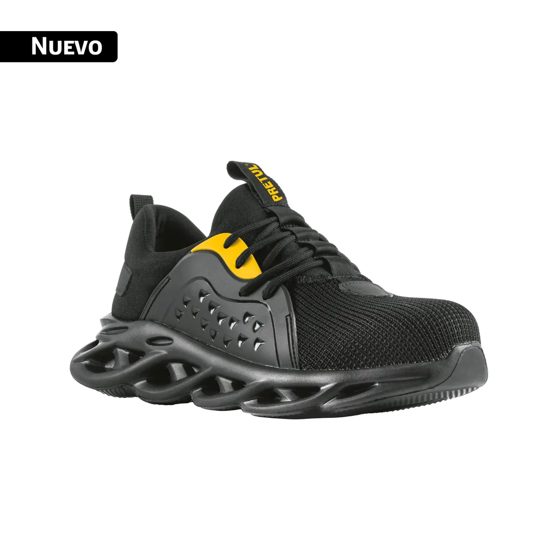 Tenis de seguridad #25, casquillo metálico, negros, PRETUL