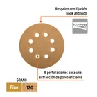 Paquete con 5 discos de lija 5' grano 120, 8 perforaciones 2