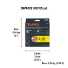 Paquete con 5 discos de lija 5' grano 240, 8 perforaciones 5