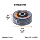 Disco laminado 4-1/2', grano 80 centro 7/8', fibra, TRUPER 5