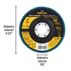 Disco laminado 4-1/2', grano 60 centro 7/8', fibra, PRETUL 4