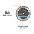 Disco sierra 7- 1/4' para madera, 24 dientes centro 5/8' 3