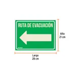 Letrero de señalización 'RUTA EVACUACIÓN IZQUIERDA',21x28 cm 2
