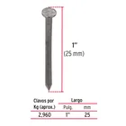 Bolsa con 1 kg de clavos alfilerillos de 1' con cabeza 2