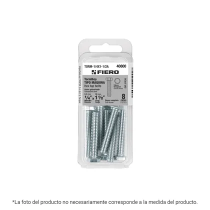Blíster 4 tornillos máquina 3/8x1' hexagonal,galvanizado