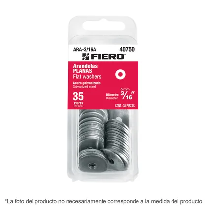 Blíster con 25 arandelas planas de 5/16', FIERO