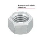 Bolsa con 100 tuercas 3/8' hexagonales de acero galvanizado 2