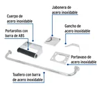 Juego de 5 accesorios para baño, acero inoxidable, BASIC 2