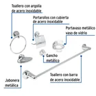 Juego de 6 accesorios para baño redondos, cromo, FOSET AQUA 2
