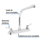 Mezcladora 8' fregadero cromo, cuello cobra, palanca, BASIC 2
