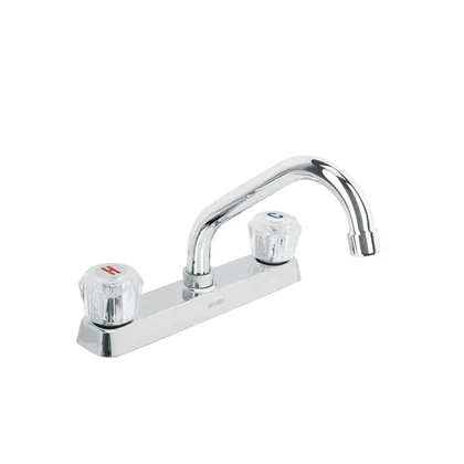Mezcladora 8' fregadero cromo, cuello corto, acrílico, BASIC