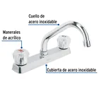 Mezcladora 8' fregadero cromo, cuello corto, acrílico, BASIC 2