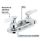 Mezcladora 4' para lavabo, nariz larga, manerales cono 2