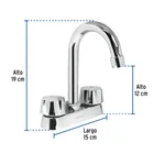 Mezcladora 4' para lavabo, cuello bar, cartucho cerámico 4