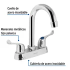 Mezcladora 4' para lavabo, cuello bar, manerales palanca 2