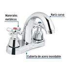 Mezcladora lavabo 4' cromo, nariz curva, cruceta, AQUA 2
