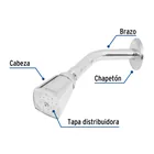 Regadera cuadrada 2', metalica,brazo y chapetón, cromo, AQUA 5