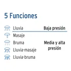 Regadera 3-1/4', 5 funciones, brazo y chapetón, FOSET AQUA 3