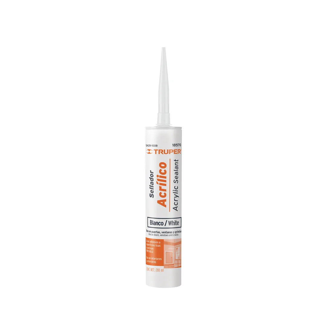 Sellador acrílico de 280 ml, blanco, TRUPER