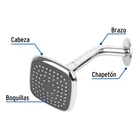 Regadera cuadrada 3-3/4' brazo y chapetón de acero, BASIC 5