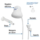 Regadera eléctrica, 4 temperaturas, 14.5cm, blanca, FOSET 3