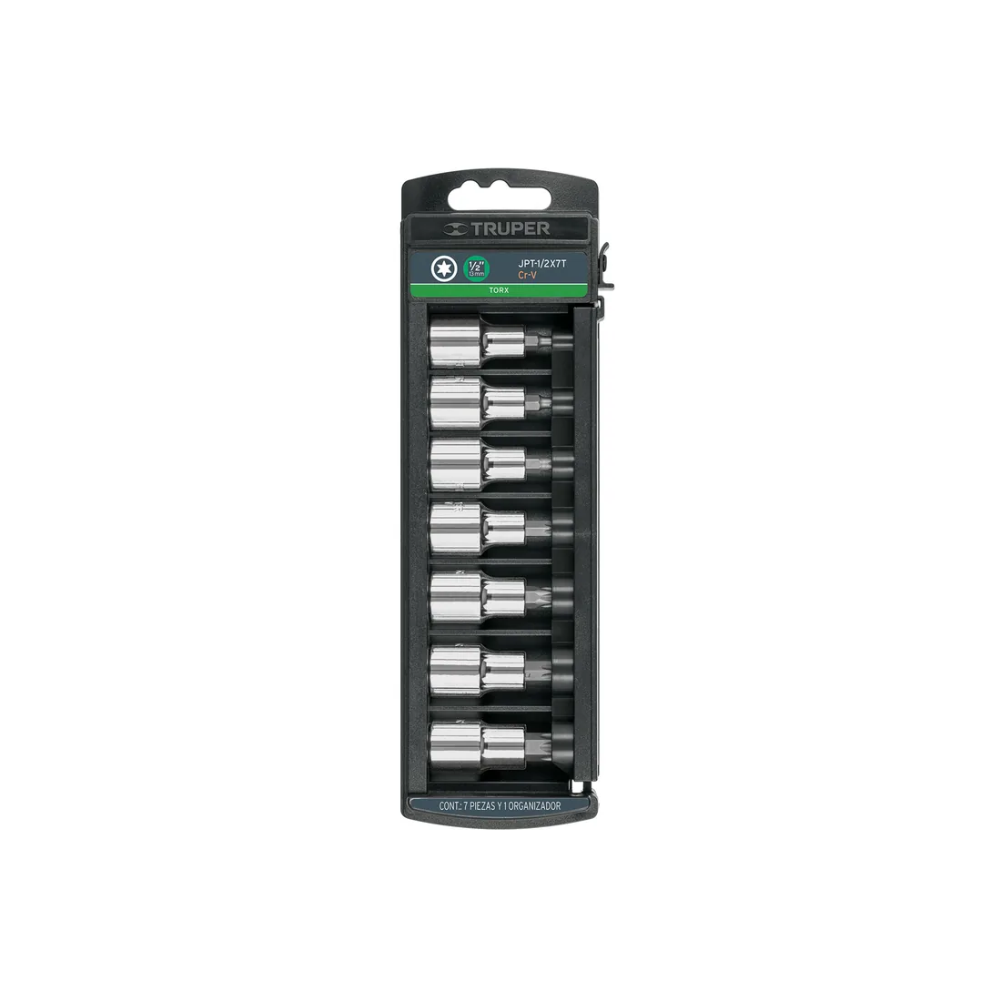 Juego de 7 dados cuadro 1/2' punta torx, TRUPER