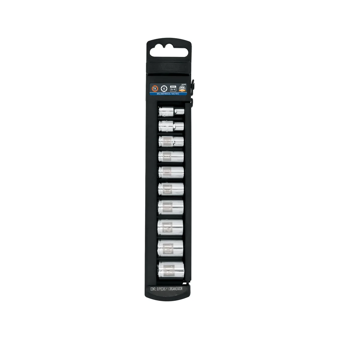 Juego de 10 dados cuadro 1/4' mm, TRUPER