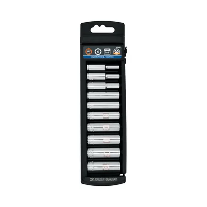 Juego de 10 dados largos cuadro 1/4' mm, TRUPER