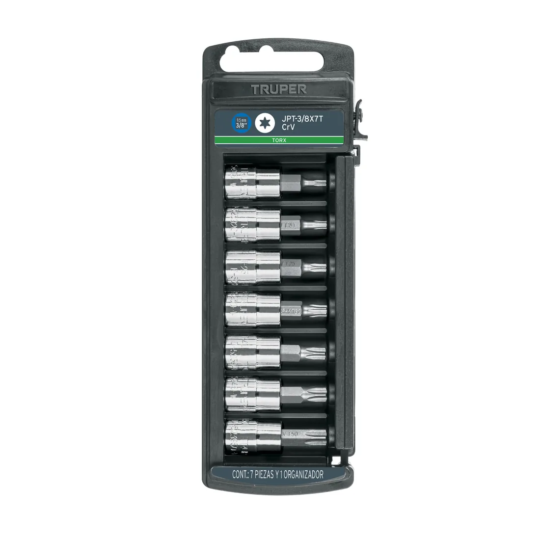 Juego de 7 dados cuadro 3/8' punta torx, TRUPER