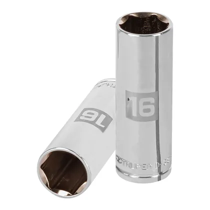 Dado largo de 16 mm, 6 puntas, cuadro 3/8', TRUPER