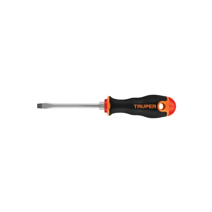 Desarmador plano 1/4' x 4' mango Comfort Grip, TRUPER