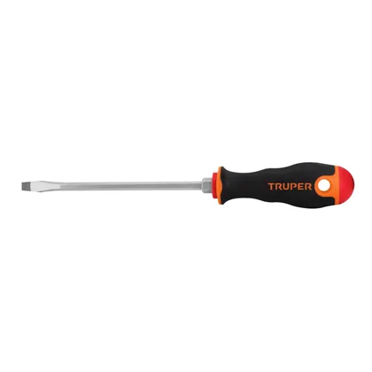Desarmador plano 1/4' x 6' mango Comfort Grip, TRUPER