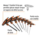 Juego 8 llaves hexagonales mm extralargas mango T,punta bola 2