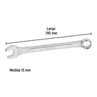 Llave combinada 15 mm x 190 mm de largo, PRETUL 3