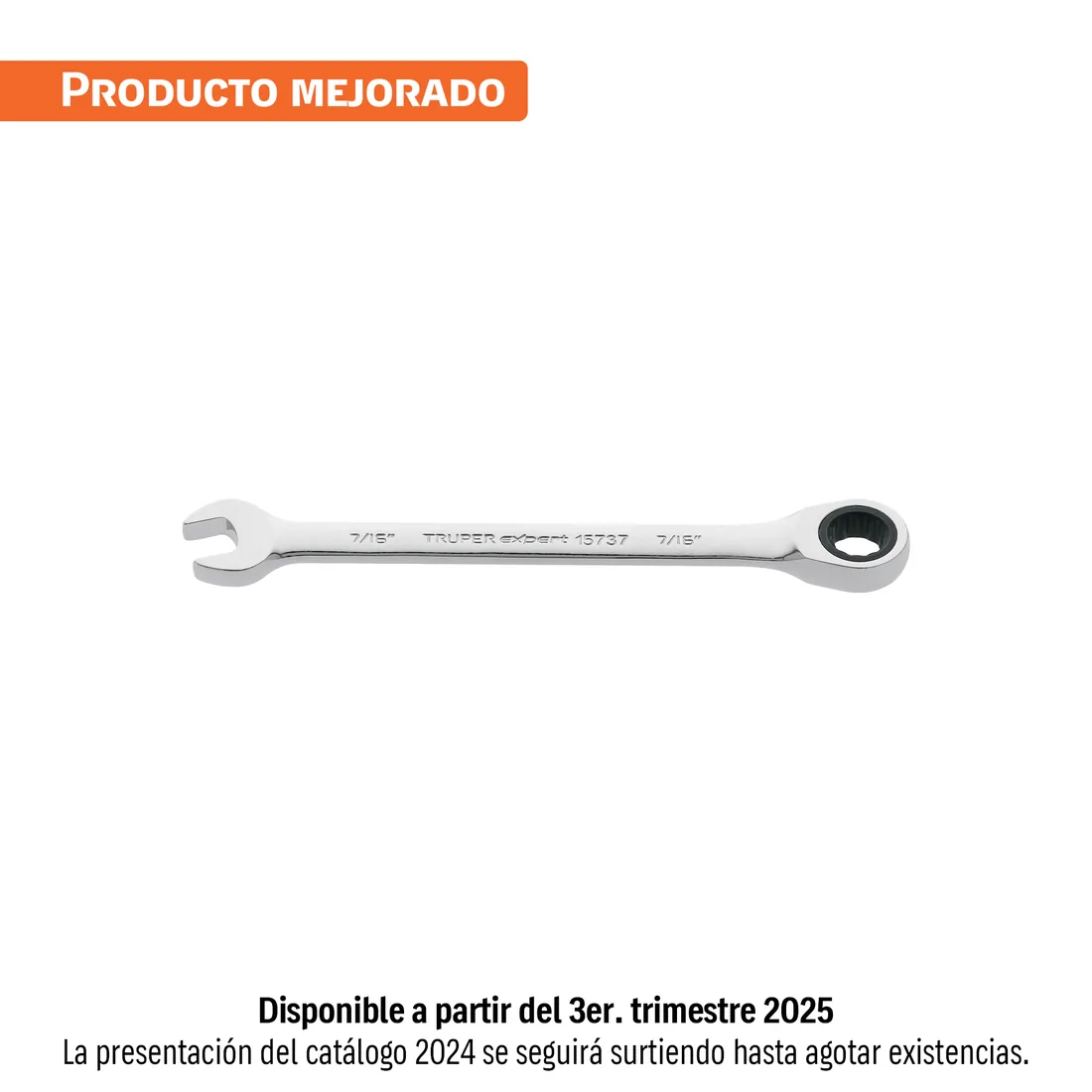 Llave combinada con matraca 7/16' x 160 mm largo, EXPERT