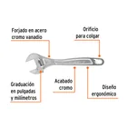 Llave ajustable (perico) 12' profesional cromada, EXPERT 2