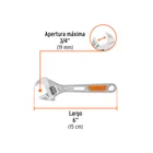 Llave ajustable (perico) 6' cromada, TRUPER 3