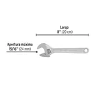Llave ajustable (perico) 8' cromada, PRETUL 3